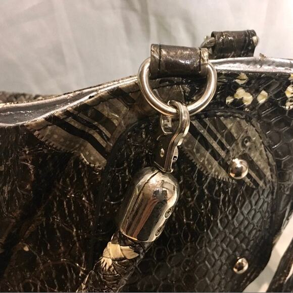 BRACIANO VINTAGE HANDBAG FAUX RATTLESNAKE SILVER - Picture 3 of 9
